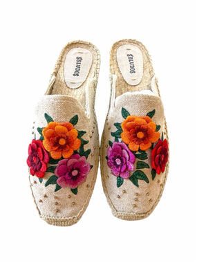 Soludos Flower Emboridered Espadrille Women Size 9
